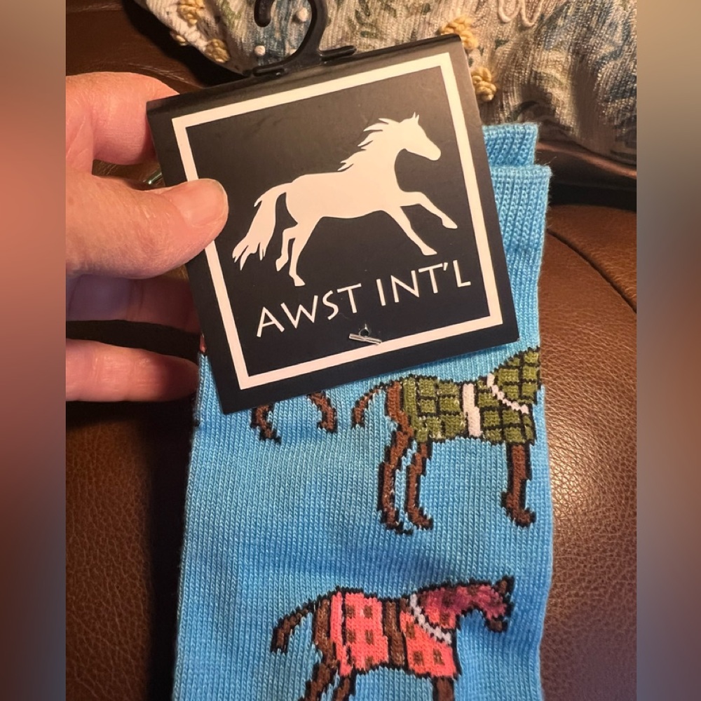 Woman’s Blue Horse Pattern Socks 9-11